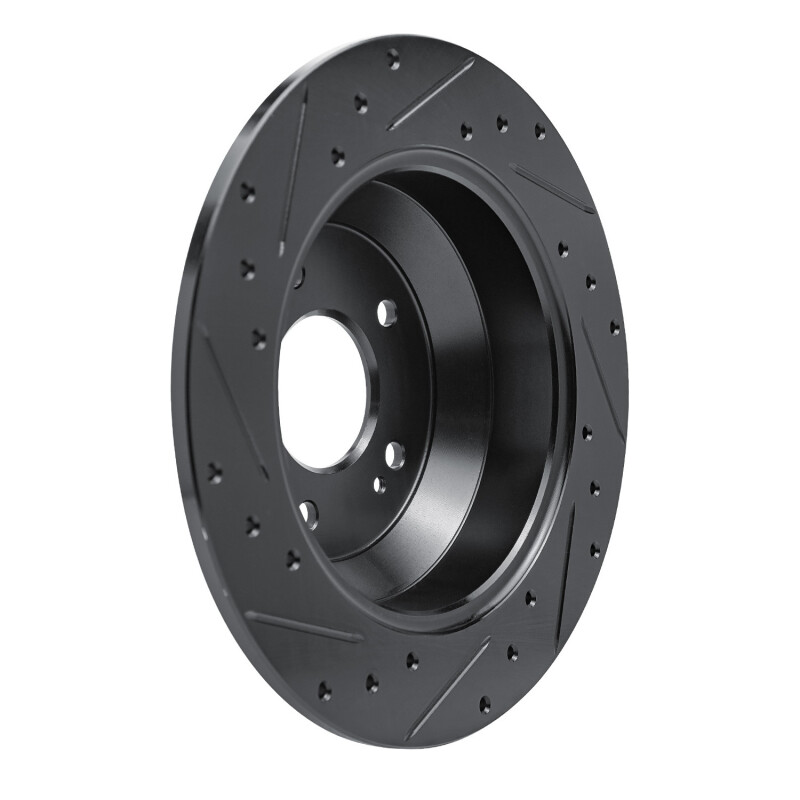 Kia Sorento Brake Rotor (1) - Rear Right - R1 Concepts - Drilled & Slotted - Black - `15-`20